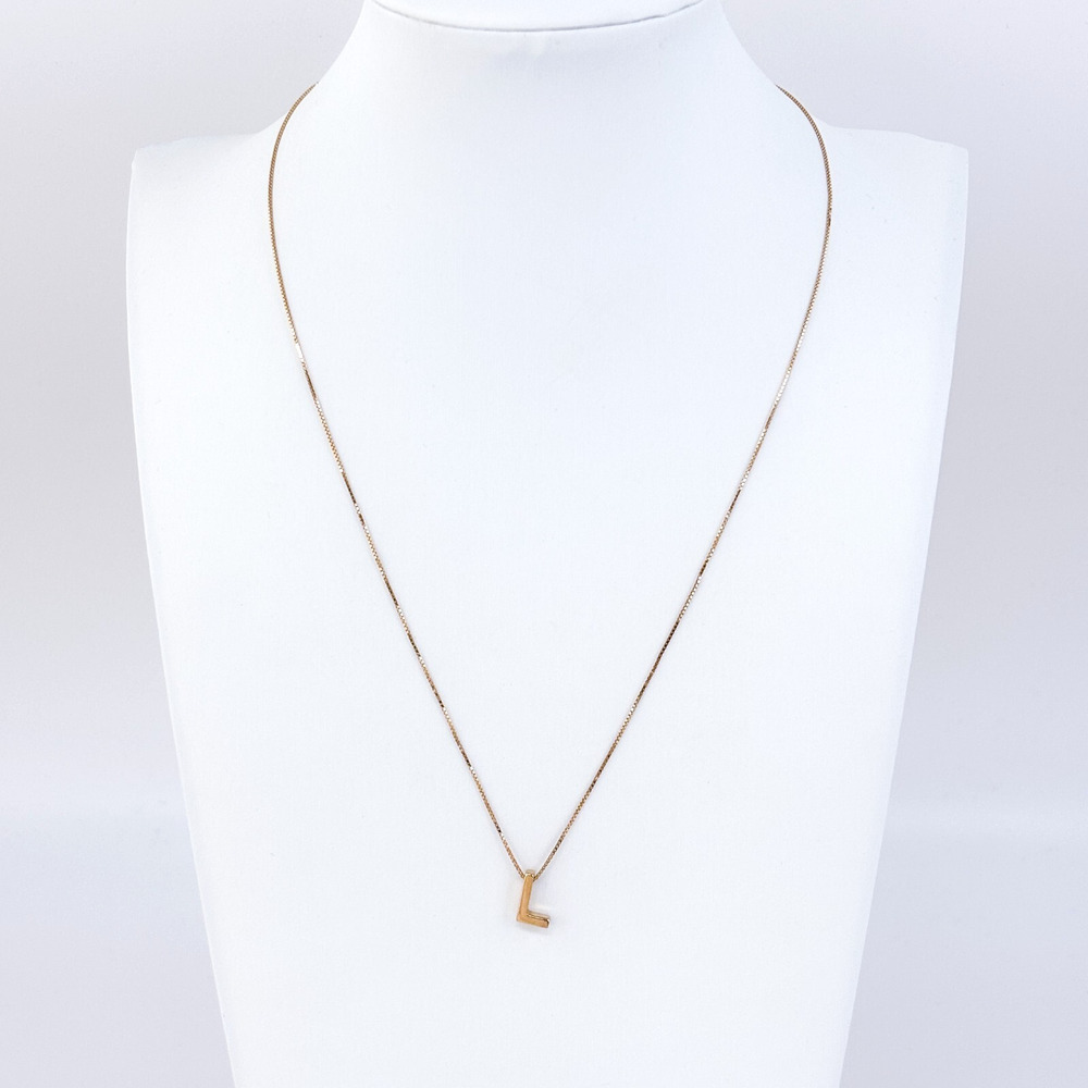 Vintage Italian Dyadema Sterling Silver 925 Gold Tone L Pendant Necklace 18"